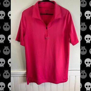 Oakley Pink Quarter Zip Polo Shirt M | Golf Athletic Performance Top Piper Glen